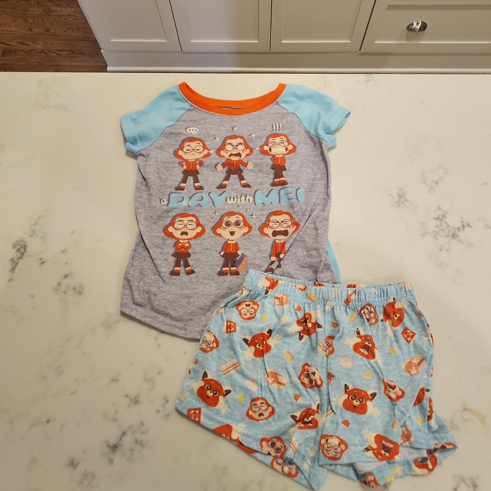 Disney Light Blue and Orange Kids Pajama Set Size 6/6x Pixar "Turning Red"
